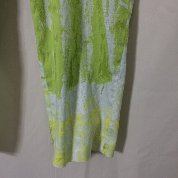 T Tahari Cropped Capri Pants Abstract Tie Dye Print Lightweight Green Stretch 16 - Picture 2 of 5